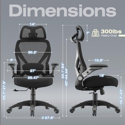 ELABEST X100 Ergonomic Mesh Office Chair with Footrest, Big and Tall Home Desk Chair with 5D Flip-Up Arms, Adjustable 3D Lumbar Support, Gaming & Executive Computer Chair (Midnight Cloud-No Footrest) - color: Midnight Cloud-no Footrest