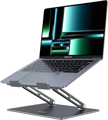 JCZT Adjustable Laptop Stand, Aluminum Laptop Stand for Desk, Classic Grey | Ergonomic Portable Laptop Stand, Ventilated Cooling Computer Notebook Holder for MacBook Air Pro, All 10-16'' Laptops - color: Classic Grey