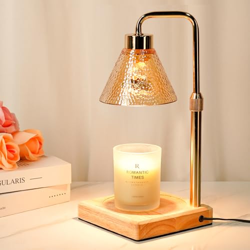 Funistree Modern Candle Warmer Lamp, Dimmable Candle Lamp Warmer with Timer, Christmas Birthday Gifts for Women Who Have Everything, Adjustable Men's Candle Lamp, Cozy Living Room Bedroom Decor - color: Gilded Amber