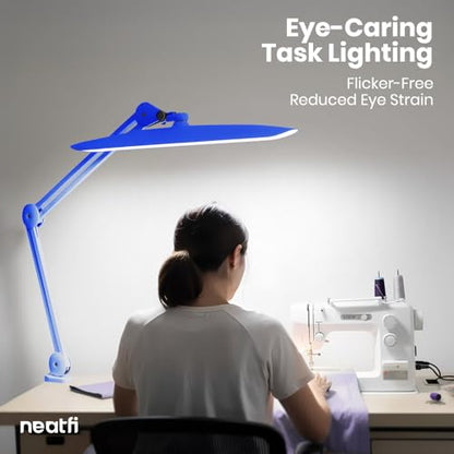 Neatfi LED Desk Lamp, 2200 Lumens, 24W, 20-Inch Head (Sapphire Blue) - color: Sapphire Blue, size: Non-CCT with Clamp
