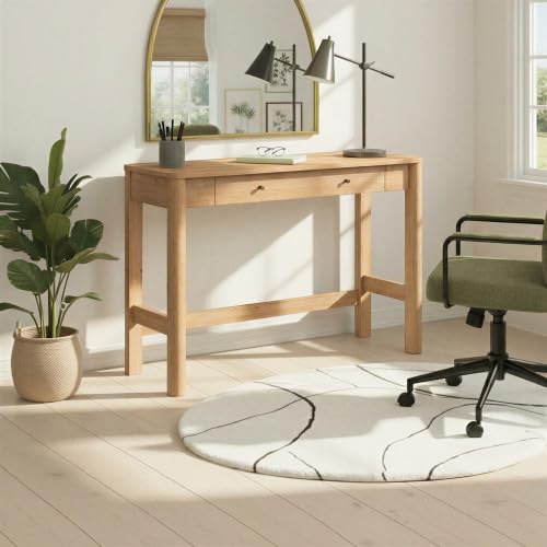 Walker Edison Penelope Modern Writing Desk with Drawer Storage, 44 Inch, English Oak - color: English Oak