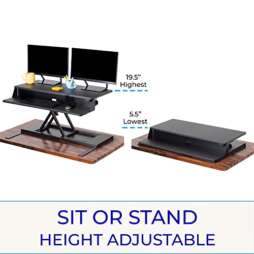 Stand Steady Flexpro Power, 36" Ergonomic Adjustable Height Electric Standing Desk Converter, EZ Lift Sit to Stand Laptop Desk Riser for Laptop & Computer Monitors (Black, 36in x 23.5in x 5.5-19.5in) - size: 36 Inch