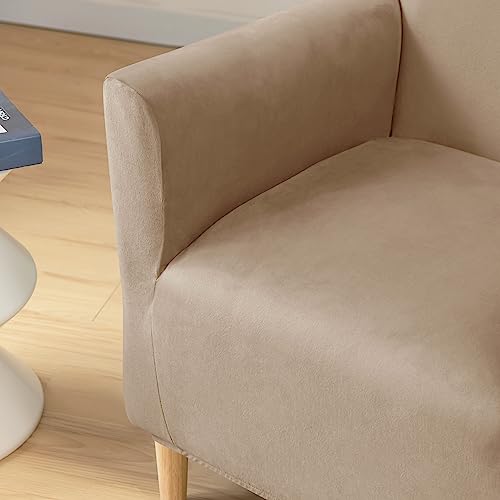 LiveGo Stretch Mid Century Modern Armchair Slipcover 1-Piece Solid Accent Chair Covers with Arms Soft Chair Slipcovers for Living Room Furniture Protector Office Reception - color: Velvet Camel