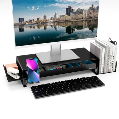 Heavy Duty Metal Monitor Stand, Strong Support Desk Organizer with Drawer