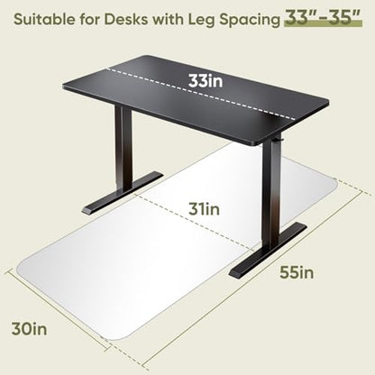 Office Chair Mat for Carpet & Hardwood, Upgraded 30" x 55" Dual Use Tempered Glass Chair Mat for Chair and Footrest Under Desk - size: 30"x55"