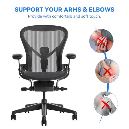 Chair Armrest Replacement for Herman Miller Classic Aeron Chair - Office Chair Arm Pads Replacement Black-1 Pair