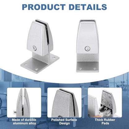 PATIKIL 6 Pcs Adjustable Desk Divider Partition Clips, T-Shape Aluminum Sneeze Guard Support Clamps Desktop Divider Clips for Offices Stores Counter Privacy Panel, Silver - color: Silver