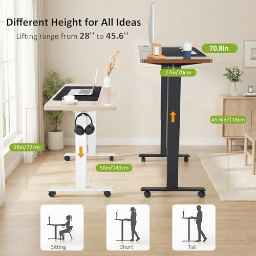 farexon 71x28 Inch Electric Standing Desk with Mouse Pad, Brown - color: Brown, size: 71 x 28''