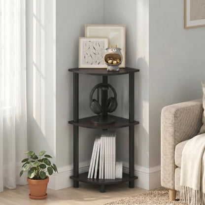 Furinno Turn-N-Tube Toolless Assembly 3-Tier Storage Shelves, Dark Walnut - color: Dark Walnut, size: 3-Tier