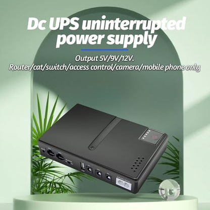 UPS 5V 15V 24V POE 5V 9V 12V Uninterruptible Power Supply, USB 18W Output DC Mini UPS Battery Backup for Camera Router Optical Modem, Compact Basic Standby UPS System (US Plug)