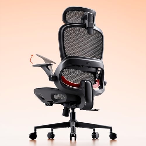 SIHOO B100 Office Chair, Comfy Ergonomic Office Chair, Computer Chair with Adaptive Lumbar Support & Wide Headrest, Flip-up Armrests, Swivel Desk Chair for Long Hours, Without Footrest, Black - color: Black