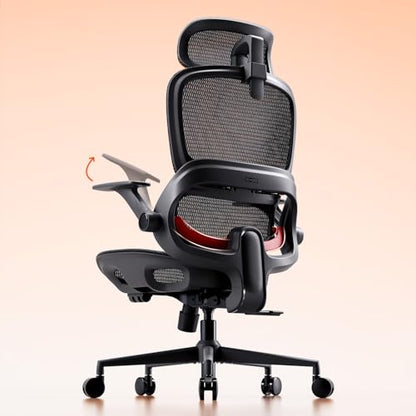 SIHOO B100 Office Chair, Comfy Ergonomic Office Chair, Computer Chair with Adaptive Lumbar Support & Wide Headrest, Flip-up Armrests, Swivel Desk Chair for Long Hours, Without Footrest, Black - color: Black