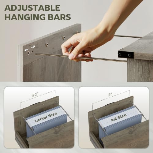 HOMCOM 2 Drawer Vertical File Cabinet, Silent Slides, Distressed Gray - color: Distressed Gray