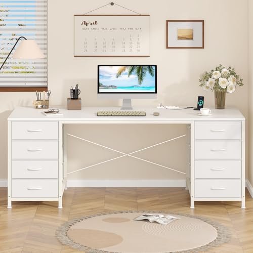 60 Inch Computer Desk with 8 Drawers for Home Office, Bedroom, Living Room - color: White, size: 18.9"D x 59.8"W x 29.3"H