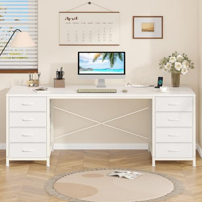 60 Inch Computer Desk with 8 Drawers for Home Office, Bedroom, Living Room - color: White, size: 18.9"D x 59.8"W x 29.3"H