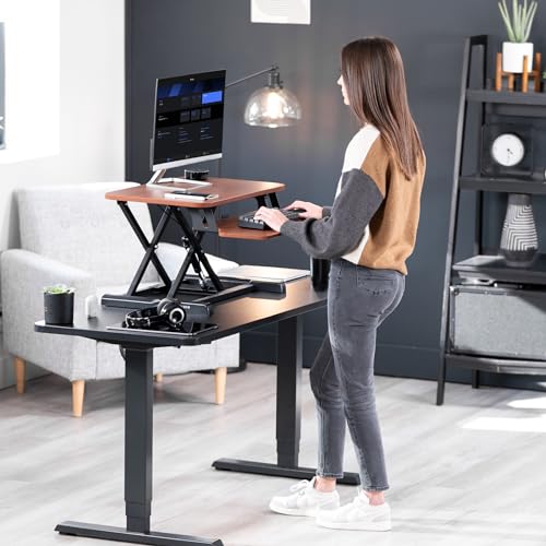 VIVO Dark Walnut 26 in Standing Desk Converter, DESK-V026KA - color: Dark Walnut, size: 26"