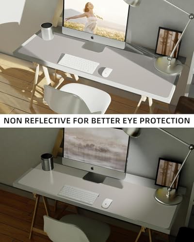 Small Leather Desk Mat, Mouse Pad, Laptop Mat, Non-Slip PU Leather Blotter, Waterproof Writing Pad for Office/Home (23.6"x13.8", Light Grey) - color: Light Grey, size: 23.6" x 13.7"