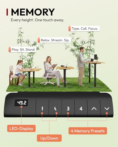 SANODESK Solid Bamboo Dual Motor Standing Desk, 220 lbs, 48×24 - color: Natural Bamboo+black Frame, size: 4824