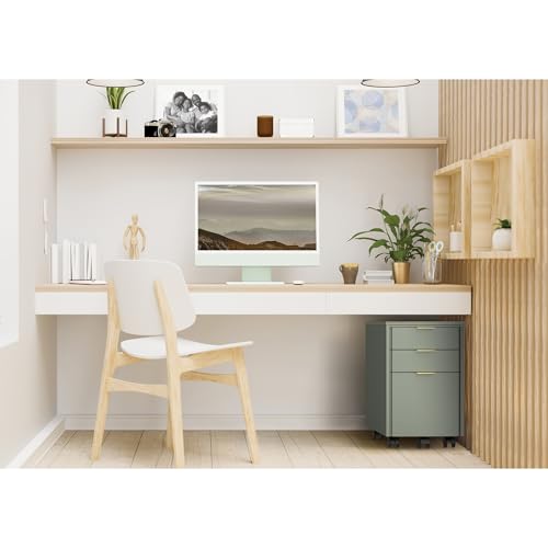 Realspace® 18" D Wood Vertical 3-Drawer File Cabinet, Pistachio Cream