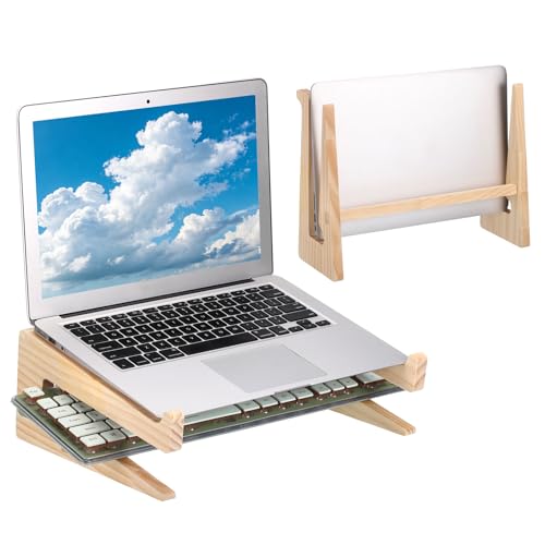 PATIKIL Wooden Laptop Stand 1Pack Dual-Use Laptop Stand Vertical for 13-18 - size: 13-18 Inch