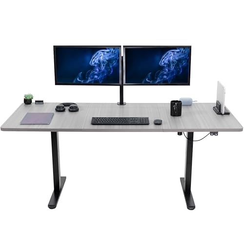 VIVO Dark Gray 71 x 30 in Standing Desk, DESK-KIT-0B7G - color: Dark Gray Top / Black Frame, size: 71 x 30 inch