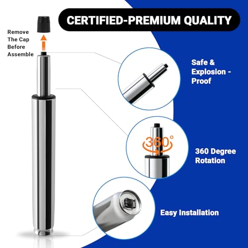 14-22 Inches Extra Long Office Chair Cylinder, TOP-Activated - color: Polished Steel, size: 8‘’ Height Range