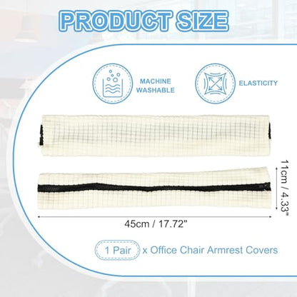 PATIKIL 18x4.3in Office Chair Armrest Covers, 1Pair, Natural White - color: Natural White, size: 18"