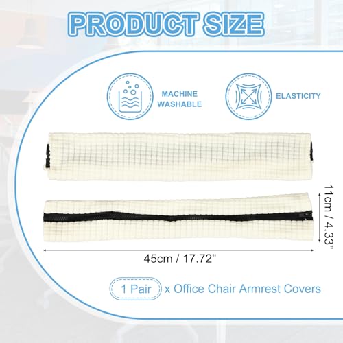 PATIKIL 18x4.3in Office Chair Armrest Covers, 1Pair, Natural White - color: Natural White, size: 18"