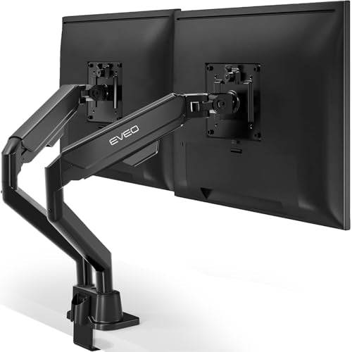 EVEO Premium Dual Monitor Mount 14"-32” Dual Monitor Arm VESA Bracket Adjustable Height Gas Spring Dual Monitor Stand, Screen Full Motion Dual Monitor Arm-Computer Monitor Stand for 2 Screens - Black - color: Black, size: Dual Monitor Mount