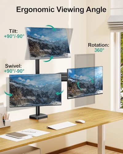 MOUNT PRO Triple Monitor Mount for Max 32" Computer Screen, Adjustable 3 Monitor Desk Mount, up to 19.8lbs Each, Three Display Arm with Tilt Swivel Rotation, VESA Mount 75x75/100x100mm - style: Max 32“ Gas Spring（stacked）