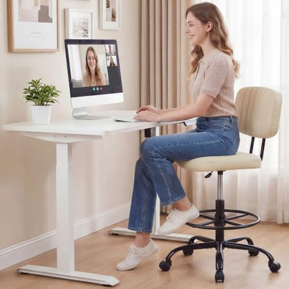 DUMOS Armless Drafting Chair, Standing Desk Chair, Rolling Stool - color: Beige