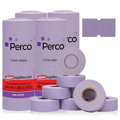 Perco 1 Line Lavender Labels - 32,000 Blank Price and Date Gun Labels for Perco Lite, X, Plus and Pro 1 Line Price and Date Guns - 32 Rolls, 4 Sleeves - Made in USA - color: Lavender, size: 4 Sleeves