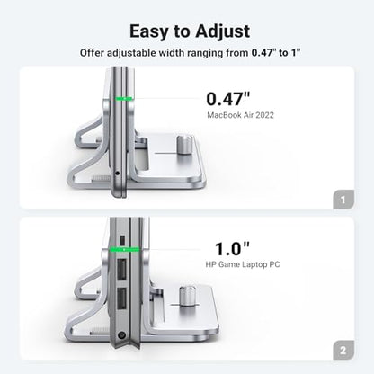 UGREEN Vertical Laptop Stand Holder for Desk Compatible with MacBook Pro, MacBook Air Stand Vertical Aluminum Adjustable for Up to 17.3 Inch Gaming Laptop, Silver - color: Silver