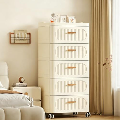 Rolling Storage Cart with Drawers, 5 Tier Drawer Storage Organizer, Drawer Tower Organization Storage Container with Wheels for Home, Office, Classroom and Dorm