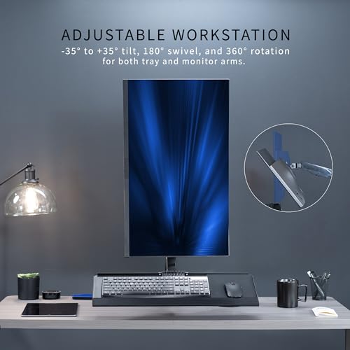 VIVO Sit-Stand Height Adjustable Pneumatic Spring Arm Keyboard Tray Desk Mount for 1 Screen up to 32 inches STAND-SIT1B - size: Desk Mount - Single