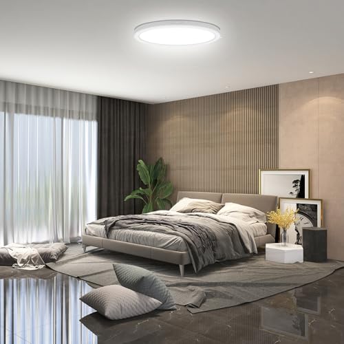 ETL Certified 9 inch 5000K LED Ceiling Light Flush Mount, Ultra Slim 0.63'' Thick Round Flat Kitchen Light Fixtures, Dimmable Ceiling Lights for Bedroom,Bathroom,Hallway 10 Pack(White) - color: 10 Pack White, size: 9 inch