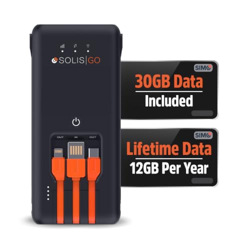 Solis Go, Mobile WiFi Hotspot & Powerbank with 1GB/Monthly + 30GB Data