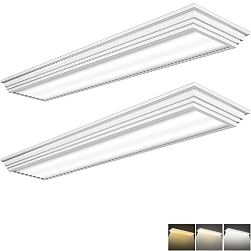 FAITHSAIL Dimmable 4FT LED Wraparound Light, 3 Color Temperature 3000K/4000K/5000K CCT 50W 5500LM 4 Foot Kitchen LED Light Fixture, Flush Mount 48 Inch Linear Ceiling Lighting Fixture, 2 Pack - size: 4 FT-2 Pack