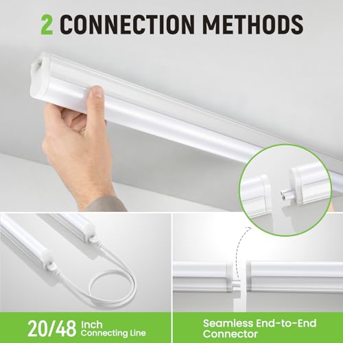 Pak 4FT LED Shop Lights, 2300LM 6500K Cool White, 20W Energy-Saving Super Bright Linkable T5 Ceiling and Under Cabinet Lighting Fixture for Garage, Workshop, Basement, Warehouse, FCC Certified, 6 Pack - size: 4FT 6500K-6 Pack