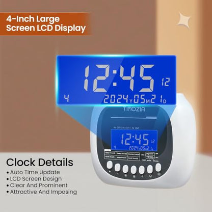 Time Clocks for Employees Small Business, Auto-Align Time Clock | 6 Punches per Day Time Machine, Clock in Machine for Employees with Time Cards, 2 Ink Ribbons