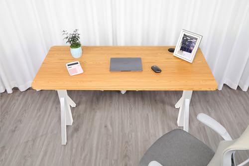 ApexDesk Quattro Series 60" Electric Adjustable Standing Computer Desk for Home and Office Width and Height Adjustable, Rectangular Canary White Frame - color: Canary-white Rectangular, size: 60" Rectangular