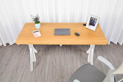 ApexDesk Quattro Series 60" Electric Adjustable Standing Computer Desk for Home and Office Width and Height Adjustable, Rectangular Canary White Frame - color: Canary-white Rectangular, size: 60" Rectangular