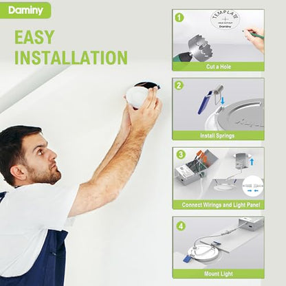 DAMINY 12 Pack 4 Inch LED Recessed Lighting, Canless Wafer Downlight - color: White, size: 4 Inch