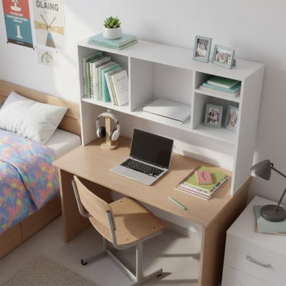 Tangkula White Desktop Bookshelf with 4 Storage Compartments - color: Off White, size: 4 Shelves