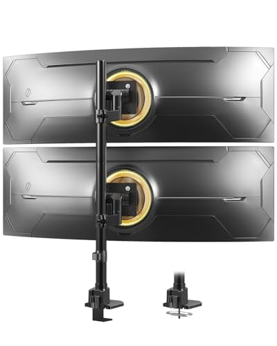 Dual Monitor-Arm Ultrawide Heavy Duty - 24-57 inch Vertical Dual Monitor Mount, Adjustable Stacked Double Monitor Desk Mount Stand, Max Load 59.4 lbs (per Arm), VESA 75/100 mm, Black - color: Black