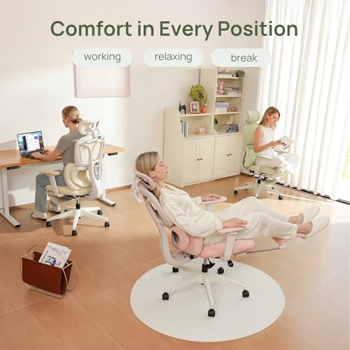 CabLady S1 High Back Ergonomic Mesh Office Chair with Footrest, 300 lbs | 115° Recline Lock, Adjust Seat Depth, 2D Arms, 3D Headrest, Detachable Lumbar Support, Breathable Mesh, BIFMA, Green - color: Butterfly Green