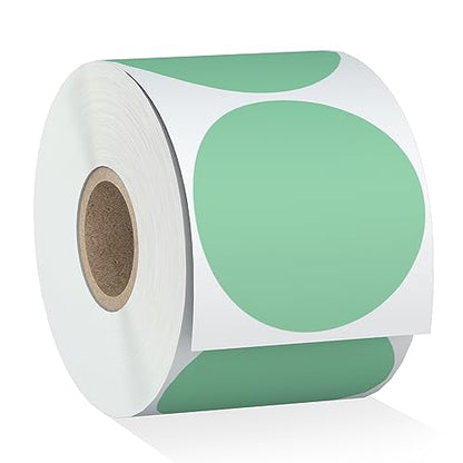 Misofuki 2" 750 Labels Green Circle Direct Thermal Stickers Labels Roll Compatible with Zebra, Rollo, MUNBYN, Self-Adhesive Round Direct Thermal Labels - color: C-1-gr