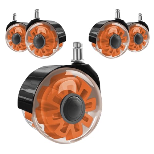 Hirate 3 inch Office Furniture Casters 7/16 inch Stem Dual Rubber Wheel - color: Orange, size: 3 inch