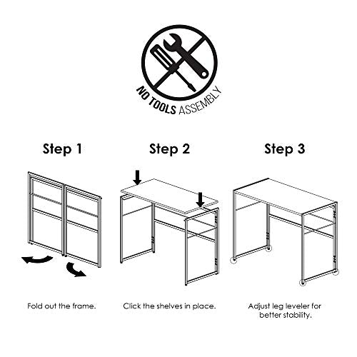Furinno Riau No Tool/No Assembly/Folding Metal Frame Computer Desk, Sonoma Oak/Black - color: Sonoma Oak/Black, size: 39 inches
