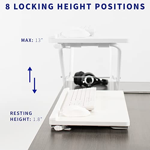 VIVO White 27 in Single Top Keyboard and Mouse Riser, DESK-V000PW - color: White